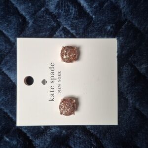 Kate Spade Rose Gold Glitter Gumdrop Stud Earrings, New With Tags